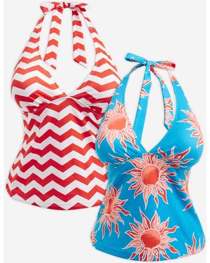 Simply Be 2 Pack Tankini Tops - Blue