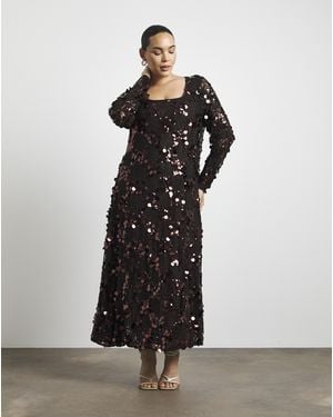 Joanna Hope Stretch Lace Sequin Dress - Black