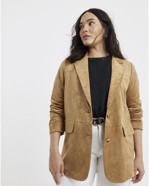 Simply Be Faux Suedette Blazer - Brown