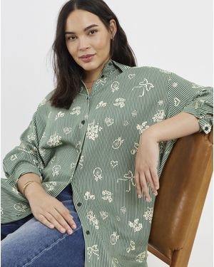 Simply Be Stripe Boxy Shirt - Green