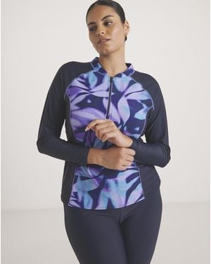 JD Williams Sports Swim Zip Up Rash Guard - Blue
