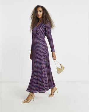 Flounce London Stripe Maxi Dress - Purple