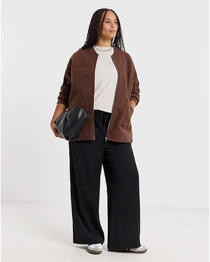 Simply Be Soft Zip Bomber Jacket - Brown