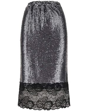 Simply Be Lace Hem Sequin Pencil Skirt - Black