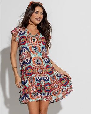 Pour Moi Gracie Crinkle Frill Swing Beach Dress - Multicolour
