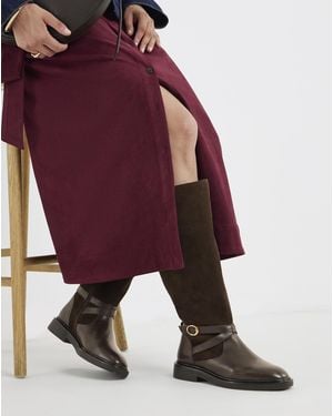 JD Williams Leather Suede Mix Riding Boot Wide - Red
