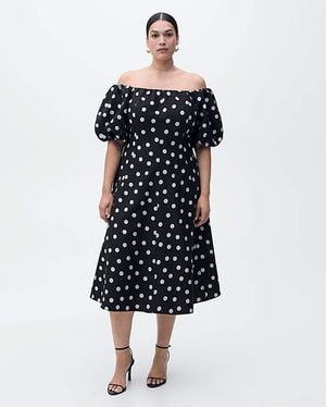 Mango Strapless Polka-Dot Dress - Blue