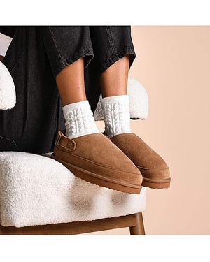 Just Sheepskin|Totes Just Sheepskin Ladies Quinn Mule Slipper - Black
