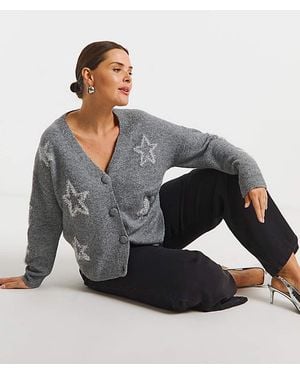 Simply Be Tinsel Star Cardigan - Grey