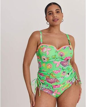 Figleaves Bandeau Underwired Tankini Top - Green