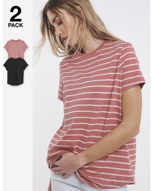 Simply Be 2 Pack Curved Hem T-Shirts - Red