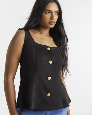 Simply Be Button Through Jersey Waistcoat - Black