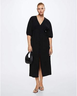 Mango Buttoned Midi Dress - Black