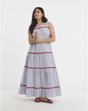 Simply Be Maxi Dress With Ric Rac Trim - White