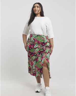 Simply Be Ruched Detail Midi Skirt - Multicolour