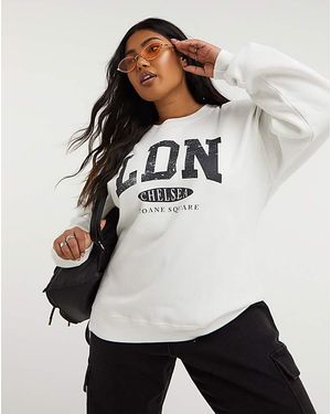 Simply Be Ldn Slogan City Sweatshirt - White