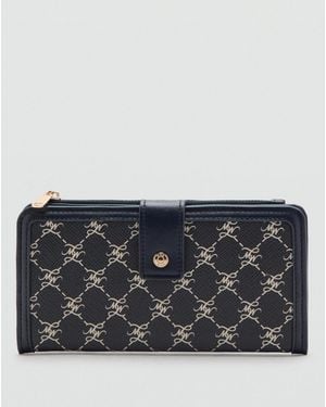Mango Large Wallet With Logo Print - Black