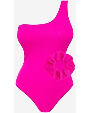 Simply Be Crinkle Swimsuit And Scrunchie - Pink