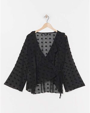 Simply Be Oversized Dobby Wrap Blouse - Black