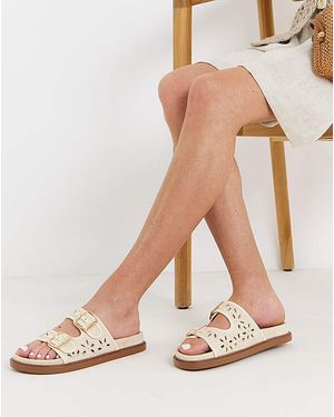 Simply Be Laser Cut Out Sandals Extra Wide - Natural