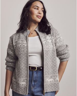 Julipa Zip Through Fairisle Cardigan - Brown