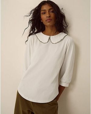 Monsoon Caris Collar Jersey Top - Natural