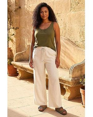 Roman Curve Linen Blend Trousers - Natural