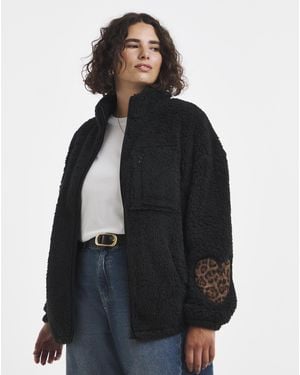 Simply Be Animal Heart Sleeve Borg - Black