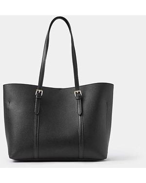 Accessorize Buckle Strap Laptop Tote Bag - Black