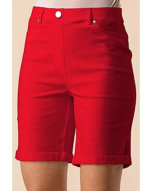 Roman Roman Elastic Waist Turn Up Shorts - Red