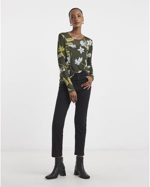 Joe Browns Khaki Long Sleeve Mesh Top - Green