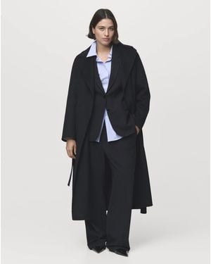 Mango Belted Coat - Blue