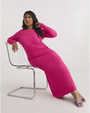 Simply Be Textured Jersey Midaxi Dress - Pink