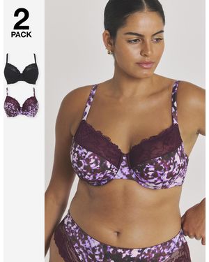 Pretty Secrets 2 Pack Adrianne Full Cup Wired Bra - Purple
