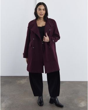 Simply Be Funnel Neck Military Coat - Red