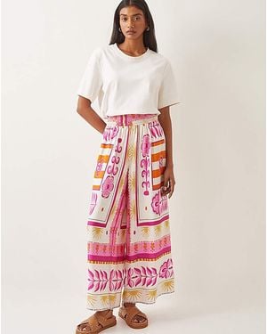 Monsoon Tina Floral Wide Leg Trousers - Pink