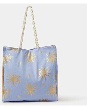 Accessorize Sun Print Beach Tote Bag - Blue