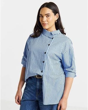 Simply Be Funnel Neck Shirt - Blue