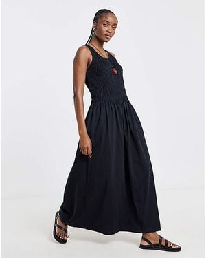 Simply Be Shirred Jersey Midi Dress - Blue