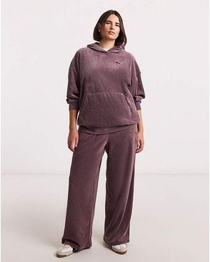PUMA Essential Velour Rib Straight Trousers - Purple