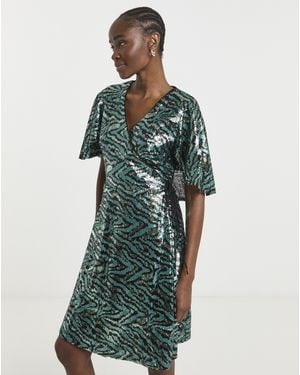 Lovedrobe Sequin Cape Mini Dress - Green