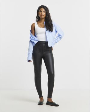 Simply Be Coated Skinny Jeggings - Blue
