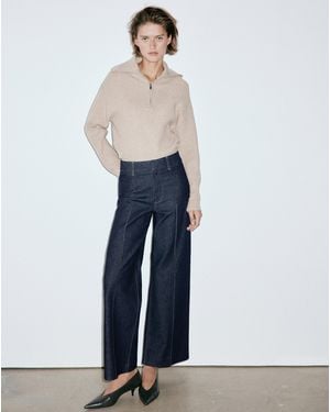 Mango Paloma High Waisted Wide Leg Jean - Blue