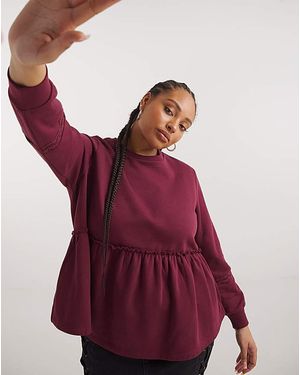 Simply Be Lace Detail Tunic Sweatshirt - Red