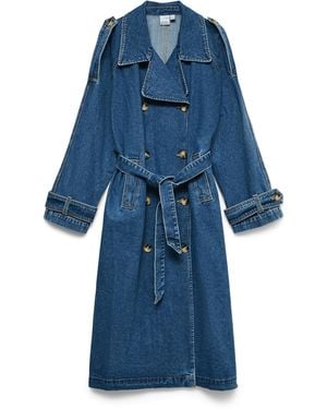 Vero Moda Lelou Long Trenchcoat - Blue