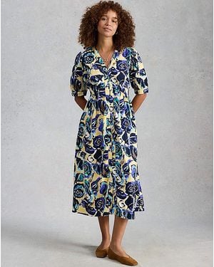 White Stuff Fern Linen Blend Dress - Blue