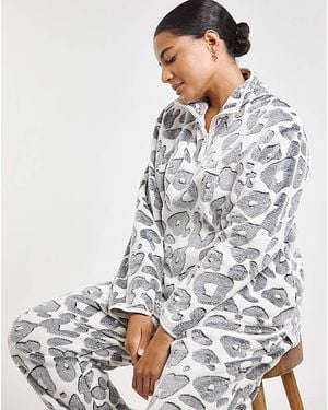Pretty Secrets Supersoft 1/4 Zip Fleece Twosie - Grey