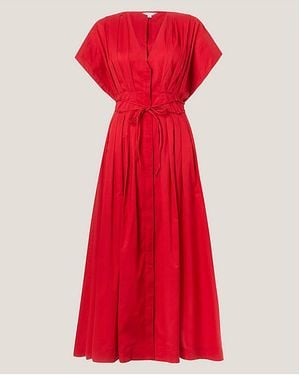 Monsoon Riviera Pleated Midi Dress - Red