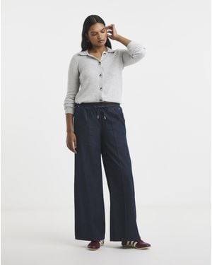 Simply Be Pintuck Wide Leg Jogger Jeans - Blue