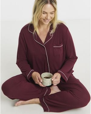 Pretty Secrets Button Through Pj Set - Red